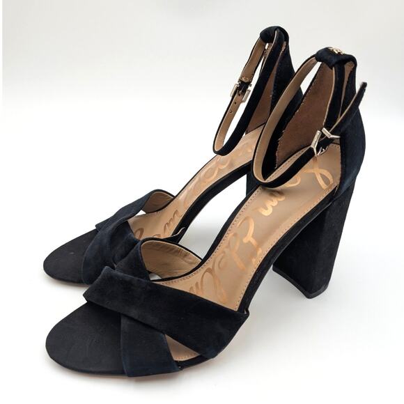 Sam Edelman Yancy Ankle Strap Block Heel Sandals Women's Black Size US10 EU41 - Picture 1 of 9